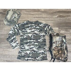 Vtg Camo Youth Large L/S Shirt Hat Backpack Camelback Old Hunting Camouflage